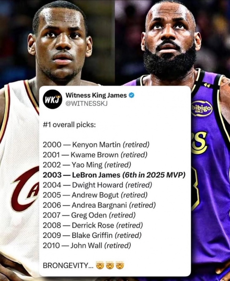 新世纪前11位状元:仅41岁老詹还在打 姚明罗斯格里芬沃尔已退役